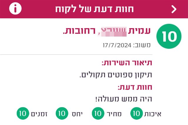 חוות דעת, עמית מרחובות, ציון 10, על תיקון ספוטים תקולים: היה ממש מעולה.